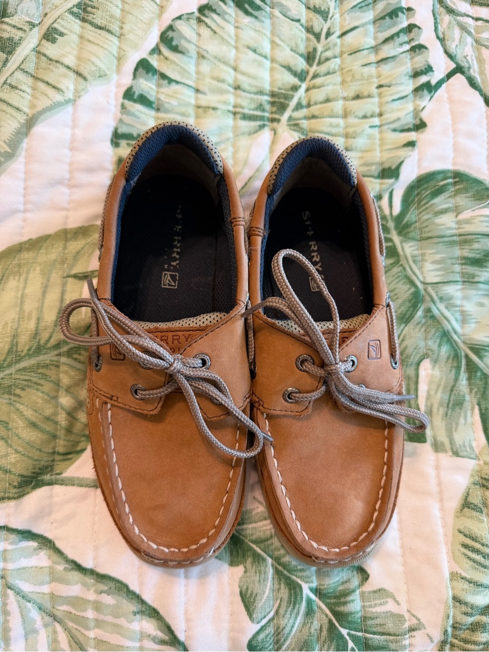 Sperry Kids Brown Leather Boat Shoes with Tan Laces